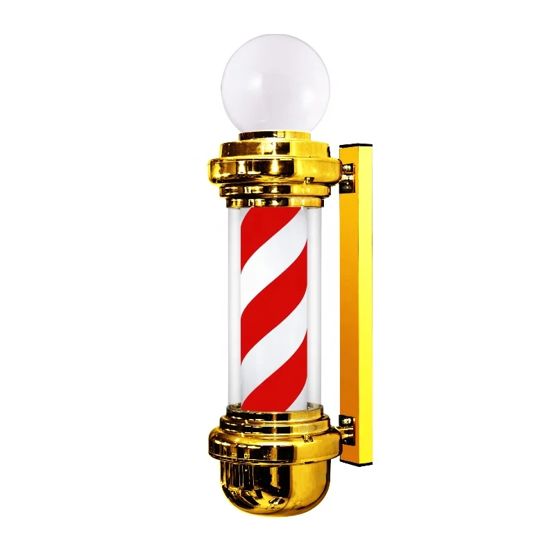 Sturdy waterproof gold barber pole rotatable led barber shop pole light