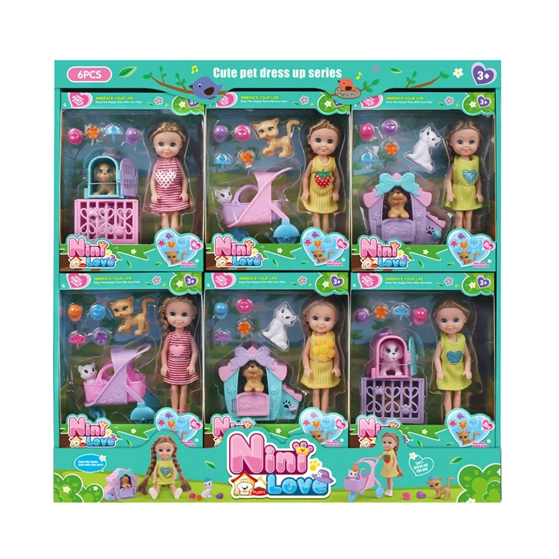 Girls toy doll set 6 inch pretty princess doll toys with accessories promotion gift