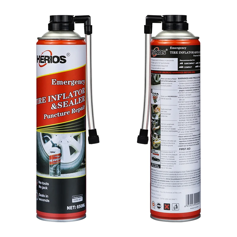 Eco-friendly 450 мл/650 мл herios анти-прокол Жидкий Герметик шин с функцией автоматического ремонта шин герметик спрей для автомобиля и мотора