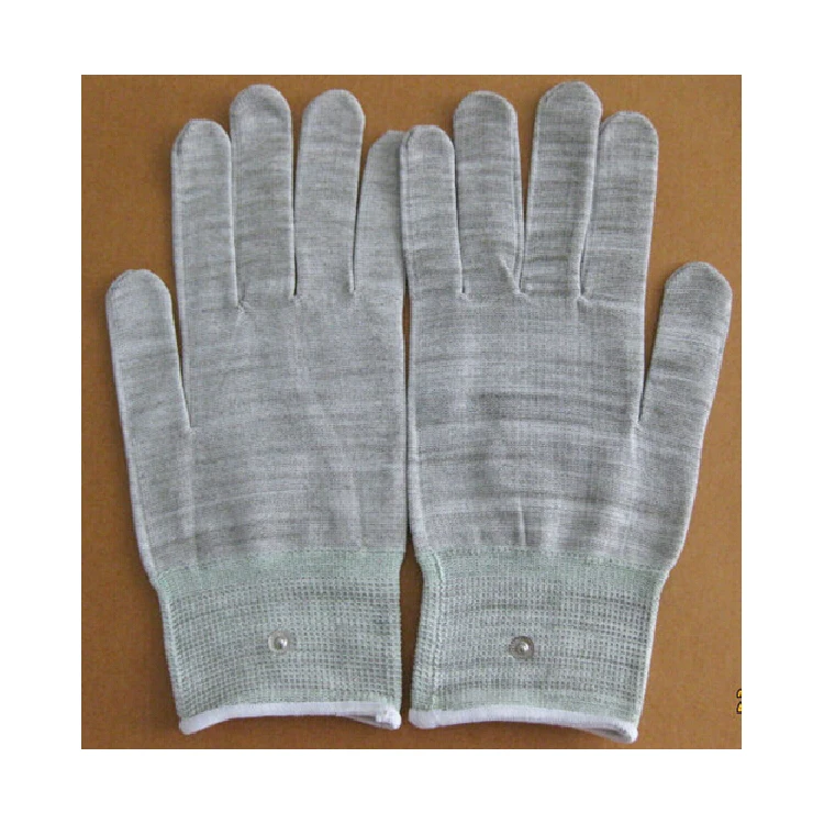 Physical therapy tens unit sliver fiber electric conductive gloves for hand massage