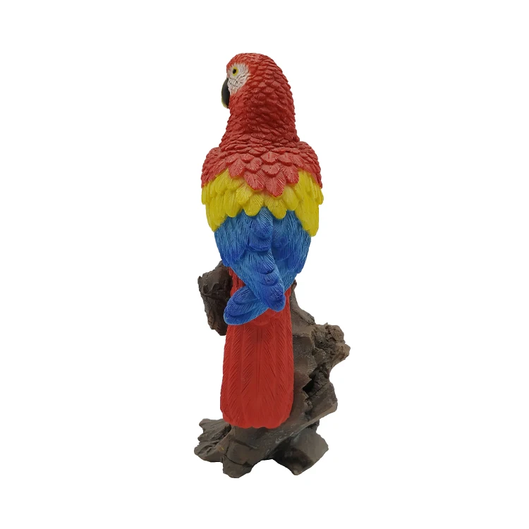 Personalized resin bird figurines tropical decor parrot sculpture, polyresin garden parrot outdoor decor%