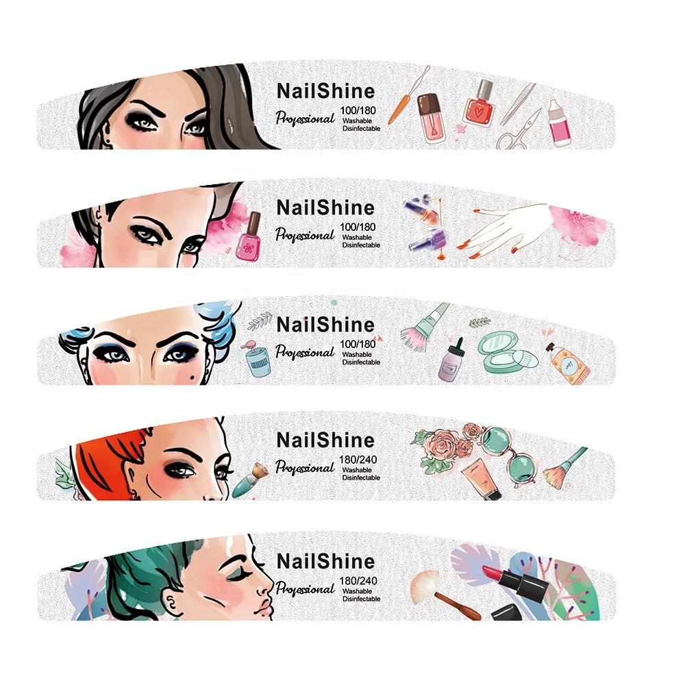 Beauty Patterns Print Professional Producer Wood Manicure File Wholesales Thin Disposable Nail Limas Wood Boat Shape Filer