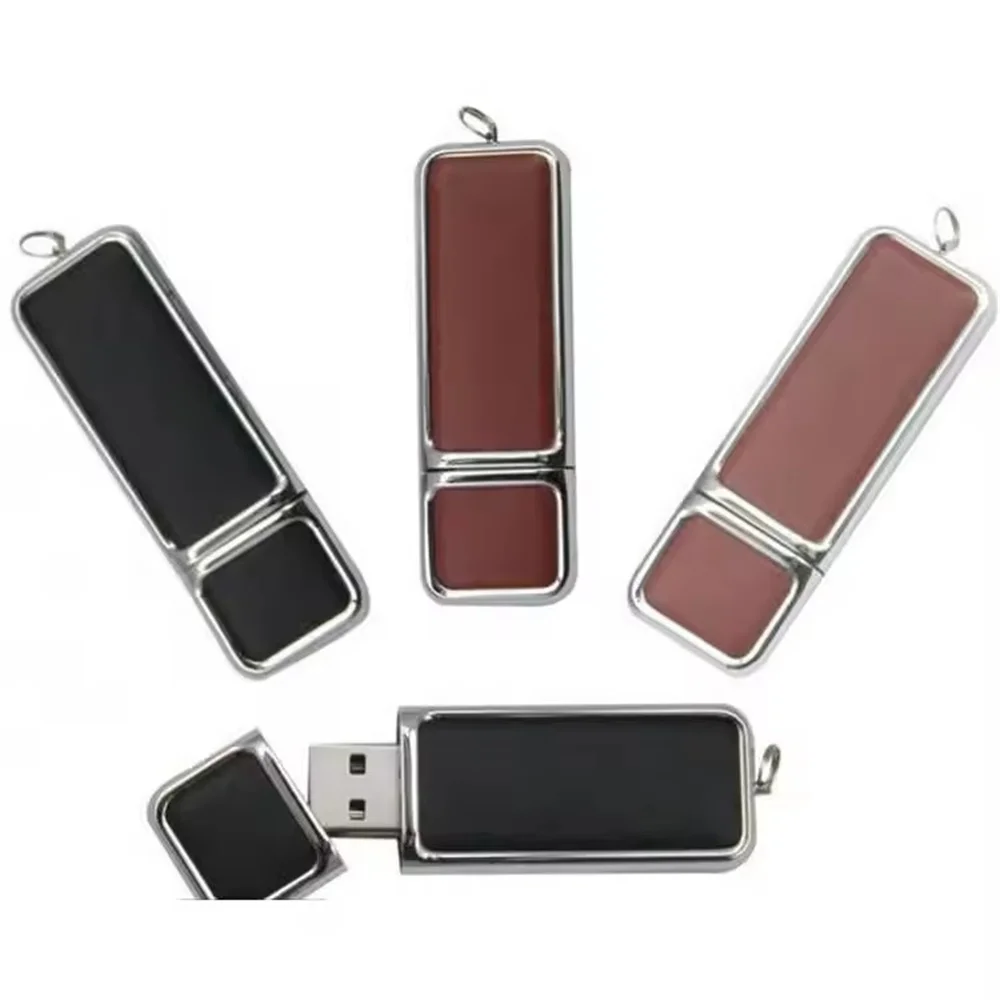 High Quality 4G/8G/16G/32G 64GB 128GB 256GB USB Flash Drive 2.0 PU Leather Embossed Logo New Product