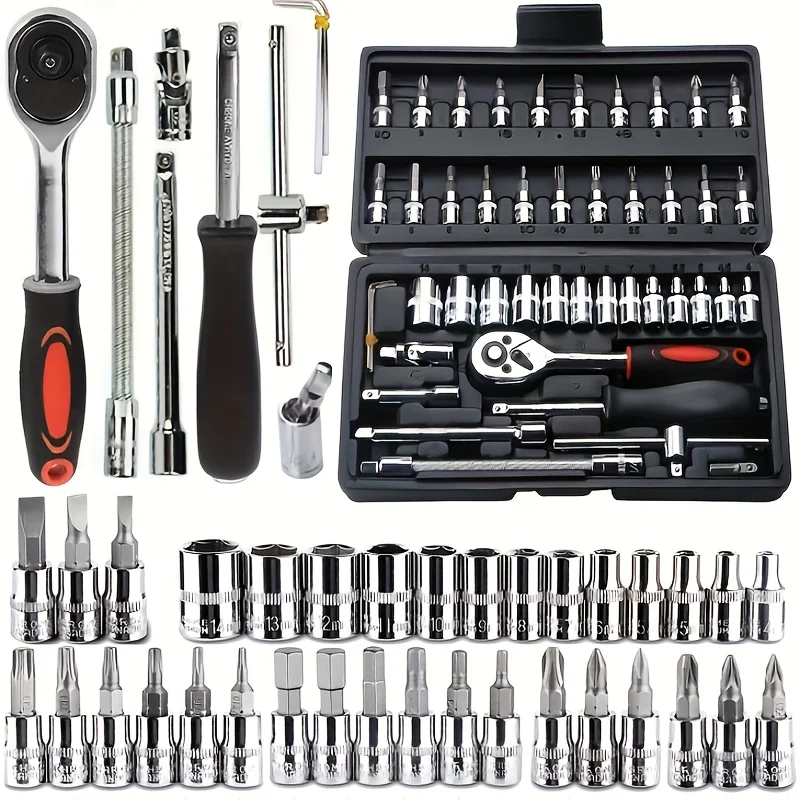 Factory OEM Wholesale 46pcs Uncharged Compact Durable Essential Manual Car & Bicycle Maintenance Set Portable Repair Tool Kit