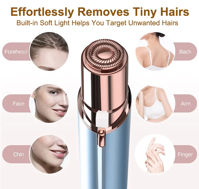Hair removal shaver with led light electric rechargeable Facial facial hair trimmer for women
