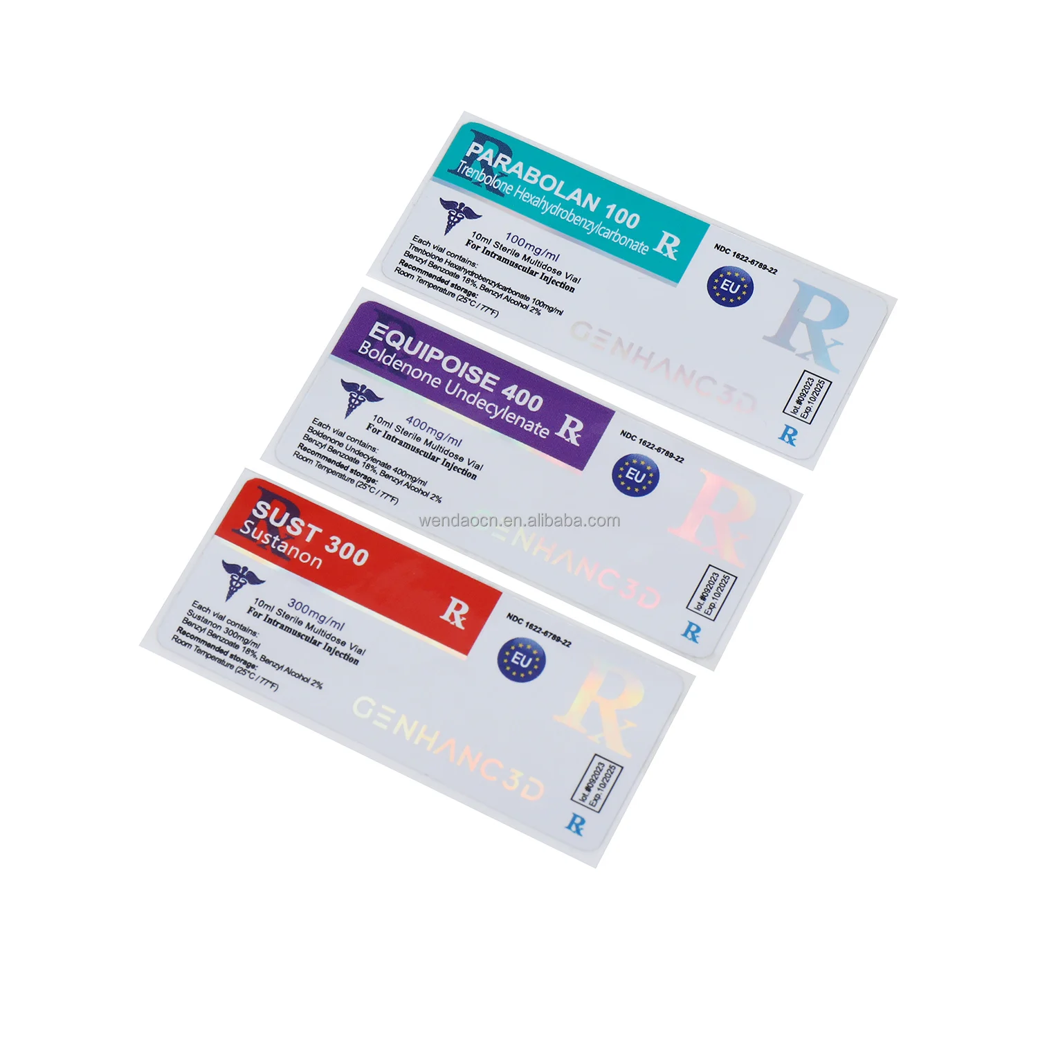 RX brand medicine hologram pharmaceutical bottle labels for vials