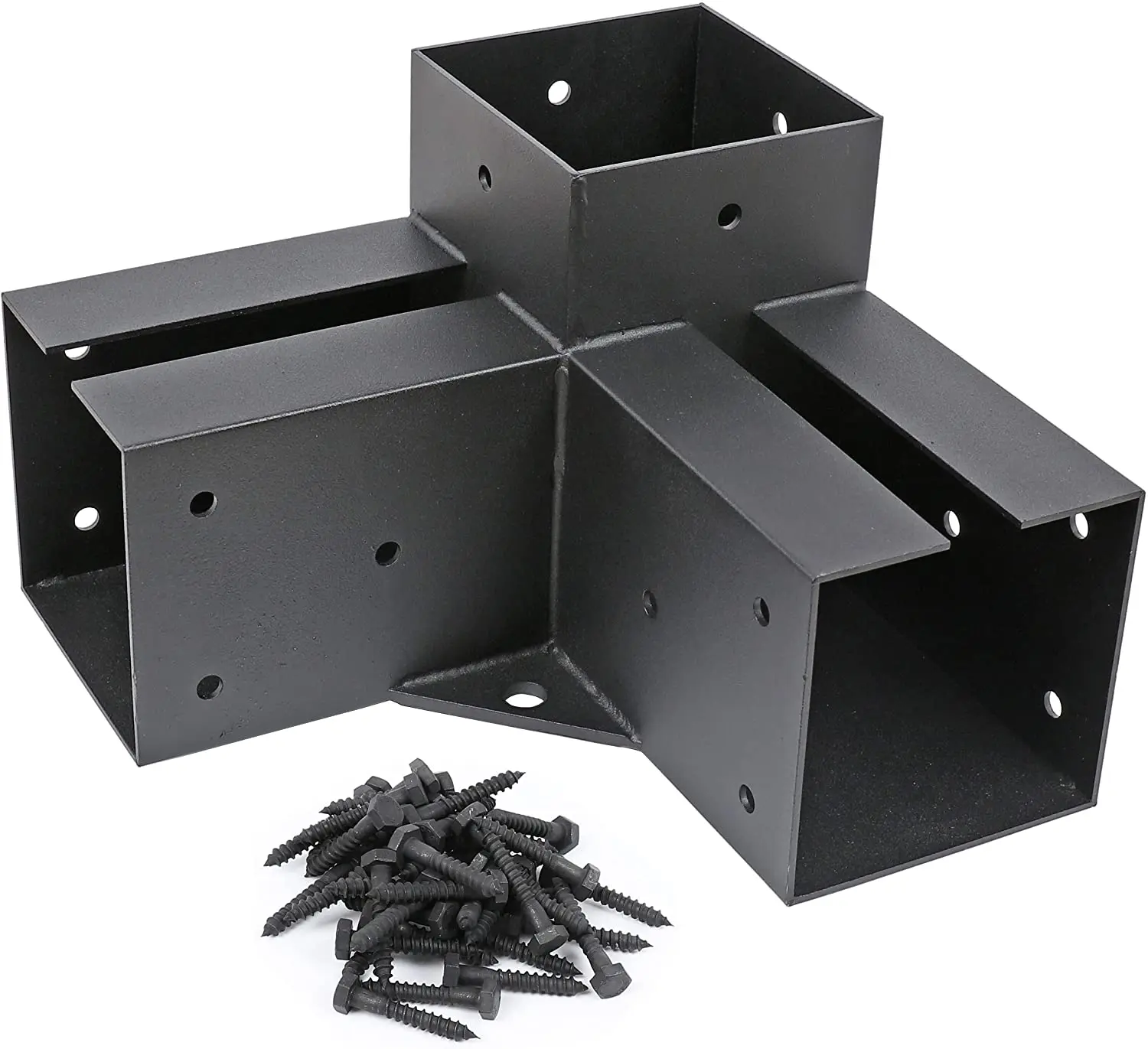 OEM ODM sheet metal fabrication customize pergola corner bracket Black painted square pipe connection