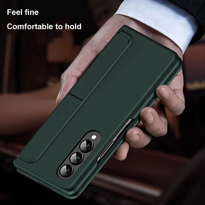Fold 5 Standing Cover With S Pen For Samsung Galaxy Z Fold 4 3 5G Full Protect Back Cover Kickstand Flip Pen Slot Case
