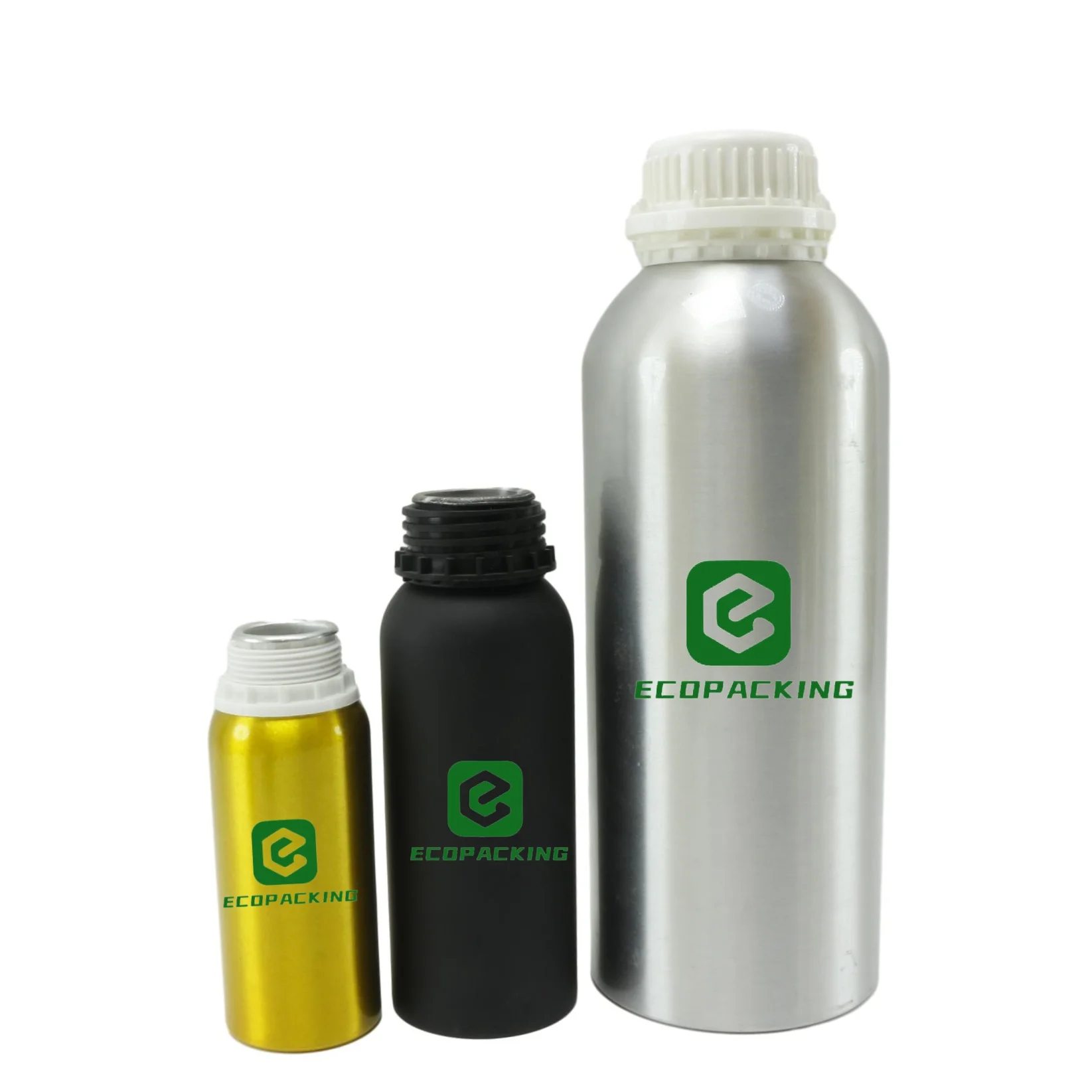 Hot sale aluminum bottle 250 ml 500 ml 1000 ml 1 L matte black empty metal aluminum essential oil bottle with tamper evident lid