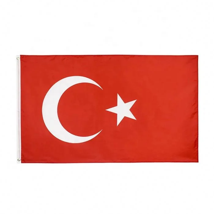 Turkey Turkish Flag Polyester Large 3X5 Ft In Double Stitch 100D Polyester With Brass Grommets For Country Events