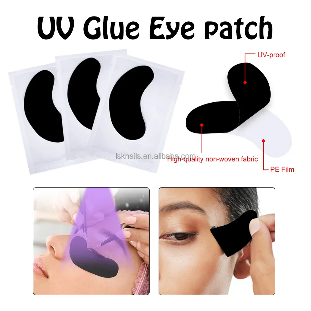 Eyelash extension supplies accessories under eye pad black UV under eye patch custom Hydrogel gel patches for eyelash extension