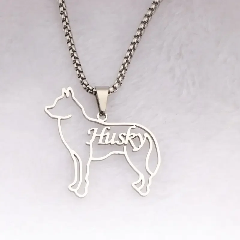 High Quality Pet Lover Dog Commemorative Gift Dog Shaped Gold Necklace Custom Name Personalized Chain Necklace