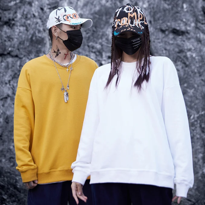 320G Round Neck Loose Crewneck Sweater Unisex 11 Solid Color Long Sleeve Blank Couple Crew Sweaters