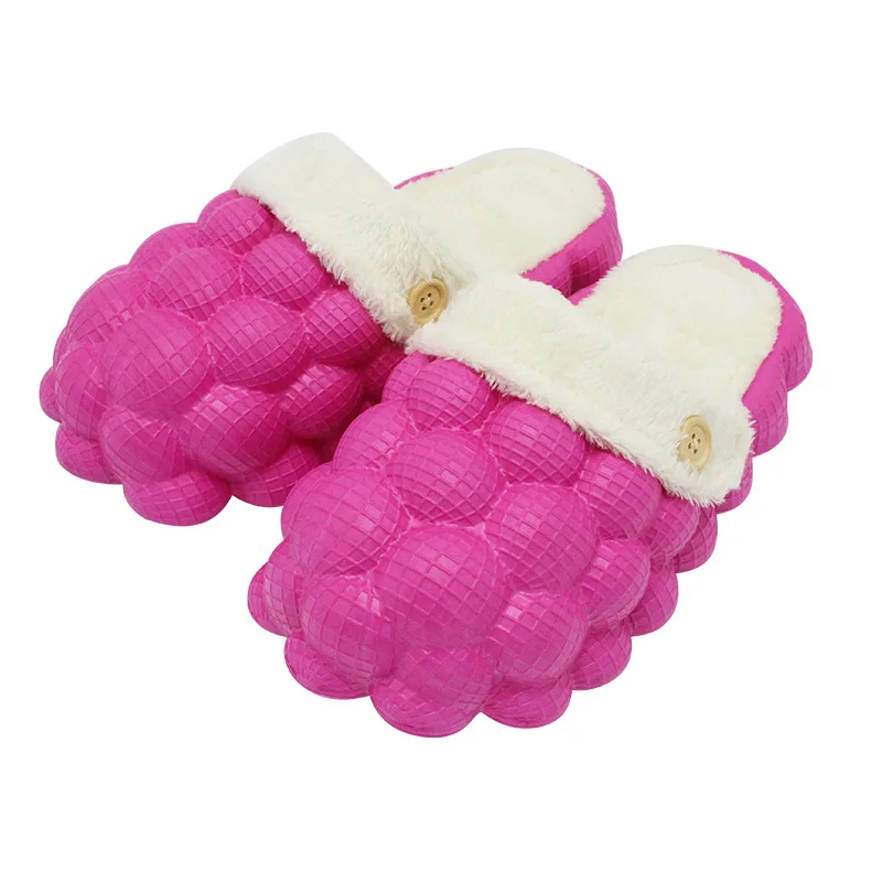 TX 2022 new autumn winter cotton slippers lovers thick sole lychee bubble shoes waterproof non-slip thermal slippers