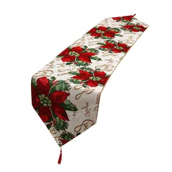 Christmas Flower Table Flag Cotton Linen Embroidery Family Table Decoration Christmas Decoration Tablecloth