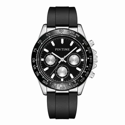 2022 New Custom Logo Gold Luxury Dial Men Mechanical Watch Silicone Strap Fashion Calendar Wristwatches