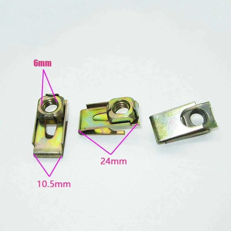 Metal Spring U-Type Plate Nut Tread Panel Spire Nut Fairing Clip Car License Fastener Self Tapping Screw Gasket M5 M6 M8 Clamp