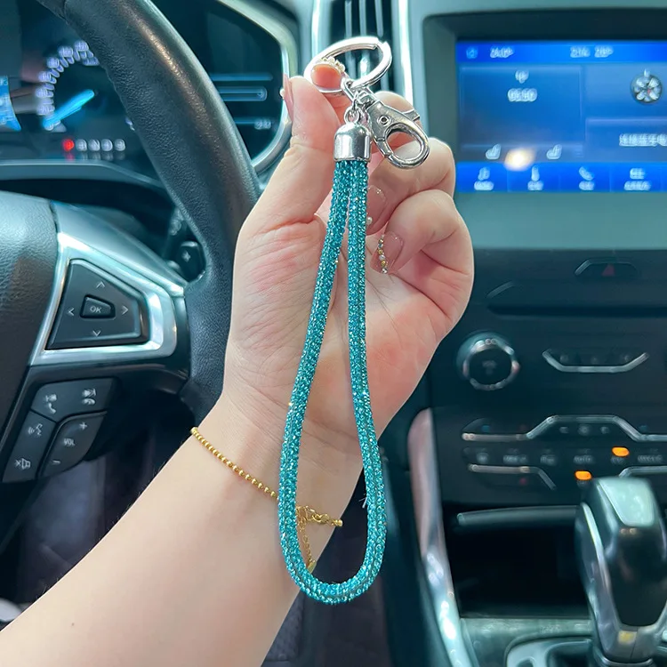 Fantasy Bling Wristlet Lanyard Keychains for Women Rhinestone Wrist Strap for Keys Keychain Wallet Credit Card Cell Phone Holder