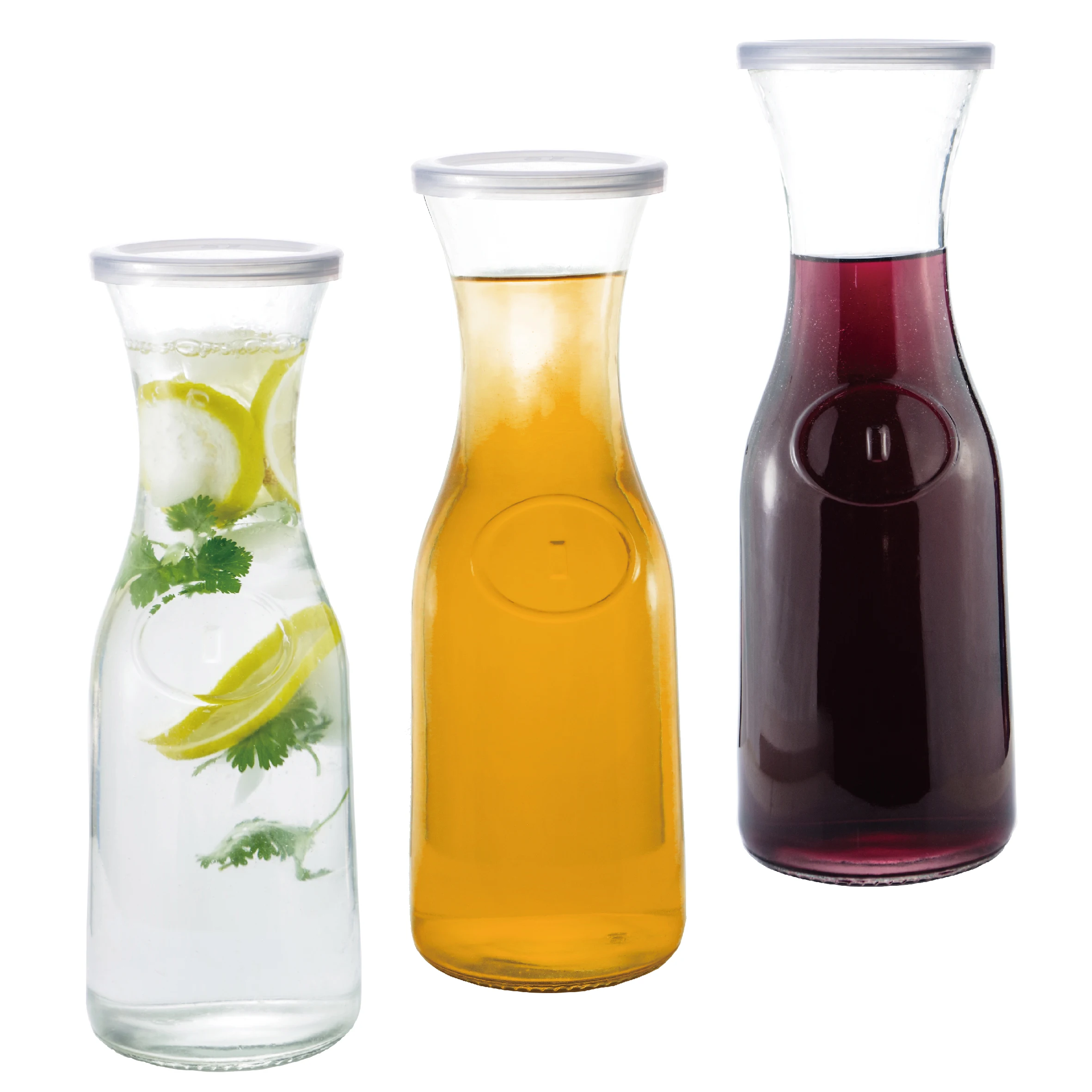 Water Wine Glass Carafe Narrow Neck for Comfortable Grip Wide Mouth Easy Pouring 1L One Litre 33oz