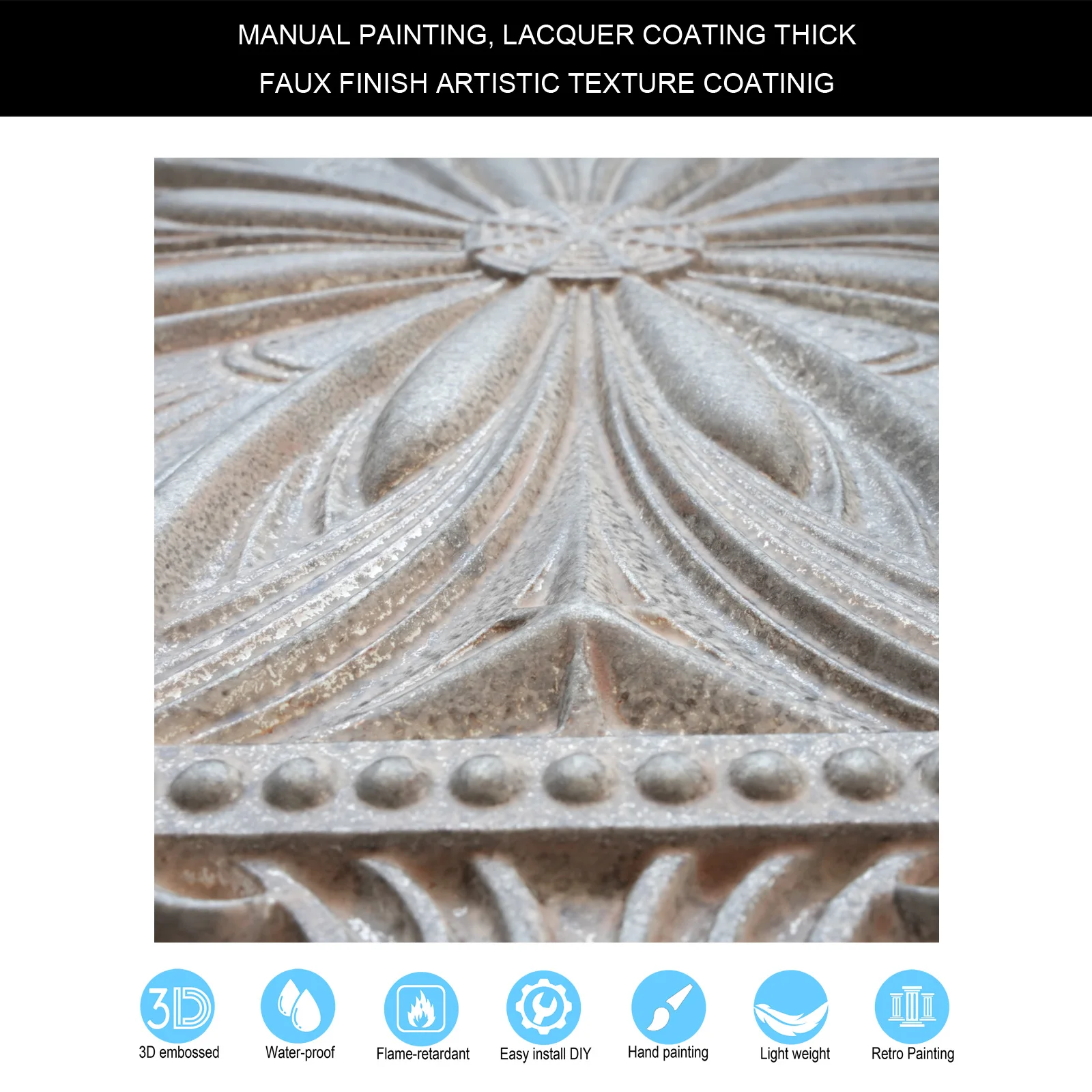 Tin ceiling tiles faux painted color night club wall panel PL10 weathered iron