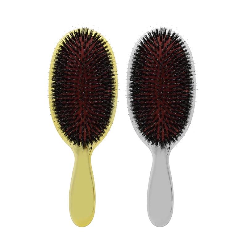 Large Flat Hairdressing Anti Static Massage Detangling Plastic Handle Nylon Boar Bristles Hair Paddle Brush