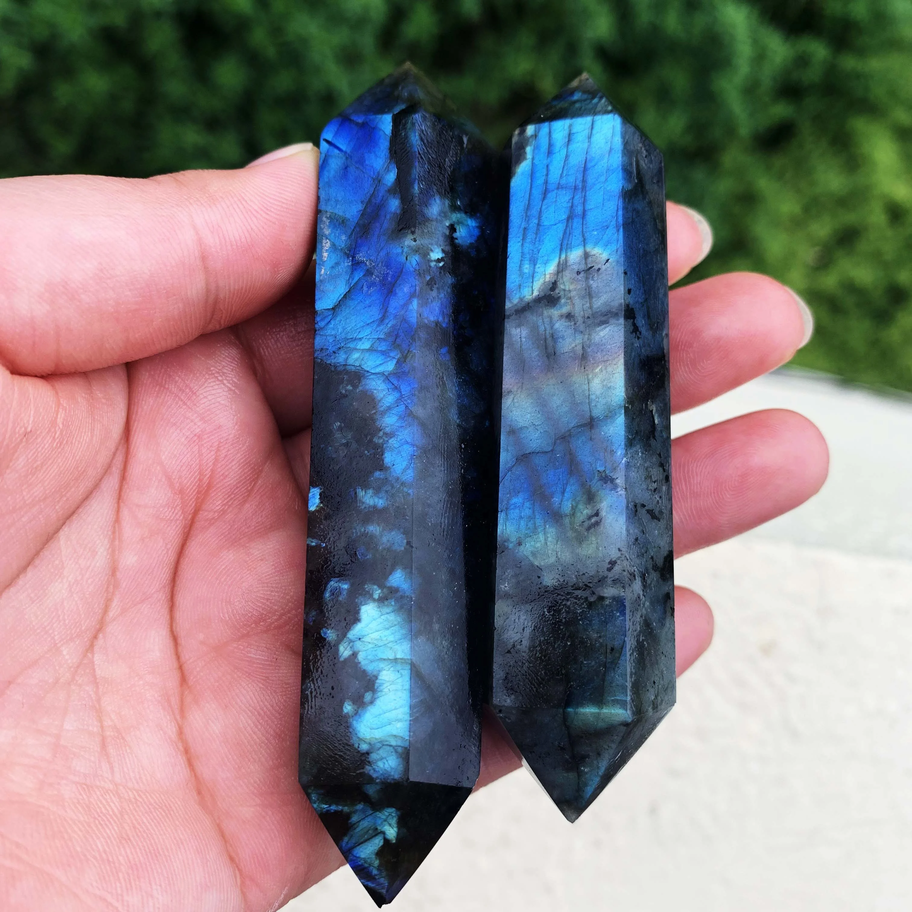 Natural Quartz Labradorite Double Obelisk Labradorite tower Healing Crystal Points for fengshui