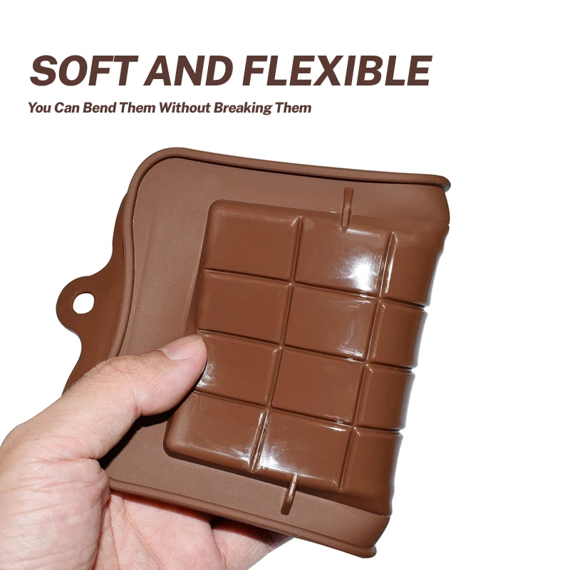 Silicone Square Food Grade No-Stick Butter Candy Bar Chocolate Mold for Making Standard Size Hot Chocolate Bomb Cake Jelly