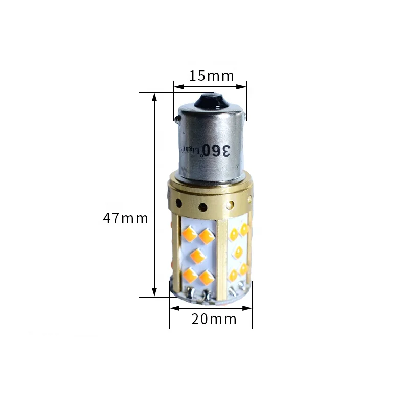 360Light CANBUS 1156/1157 35SMD 3030 Optical Lens Auto LED Turn Signal Light DC12-24V Led Brake Light Bulb White Yellow