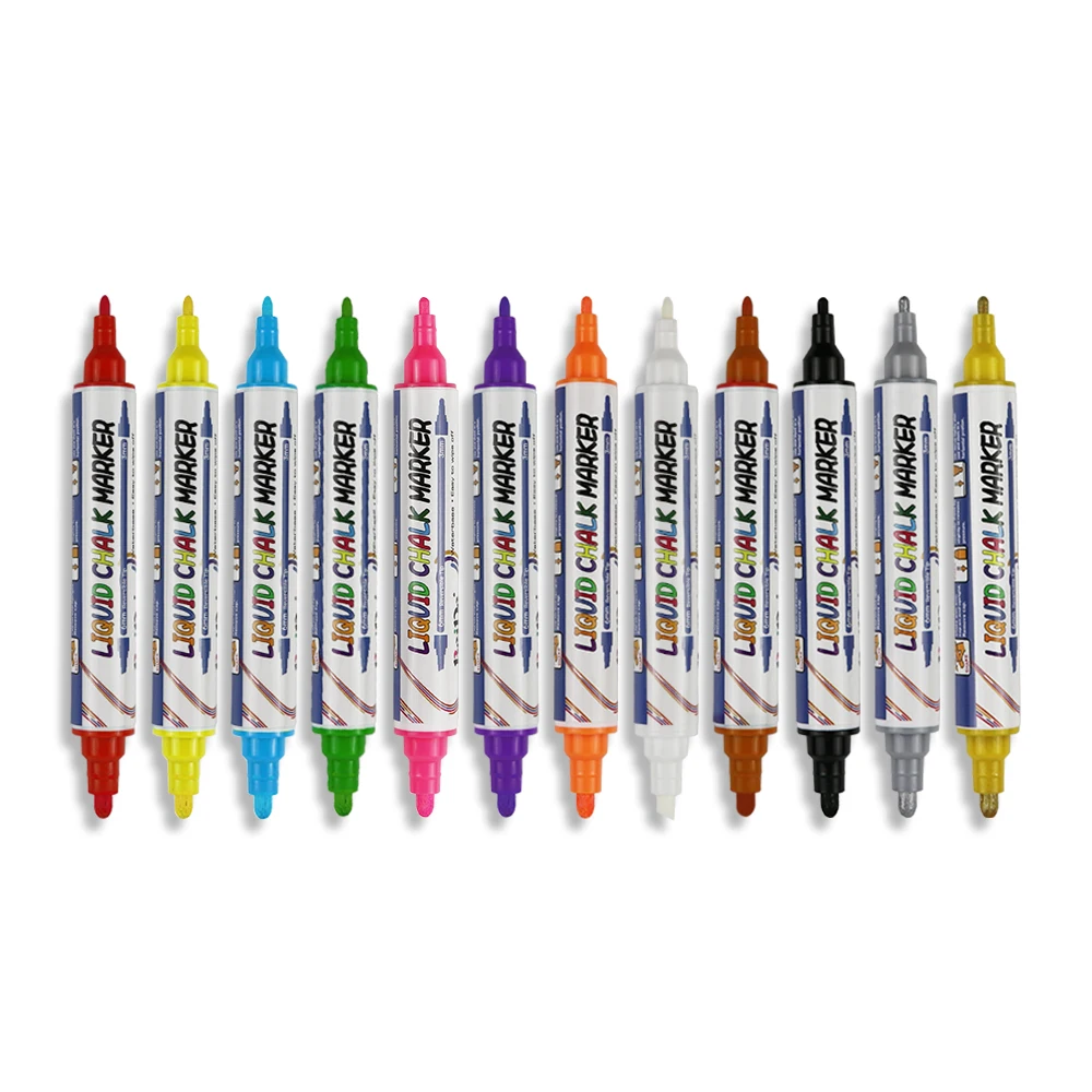 Non-Toxic Ink Dual Tip Chalk Marker Pen Dry Erase Liquid Chalk Markers for Chalkboard Glass Window Mirror