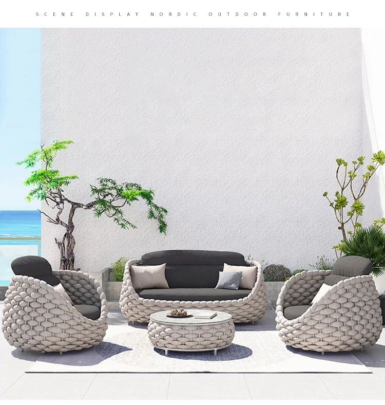 Modern Luxury Aluminum Frame Patio Furniture Set Waterproof Terrace Fabric for Living Room Hotel for Vine Garden Outdoor Use