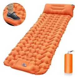 Accept Custom Logo Outdoor Camping Waterproof Foldable Inflatable Sleeping Mat Air Mattress Pad With Handle Bag Easy Carrying