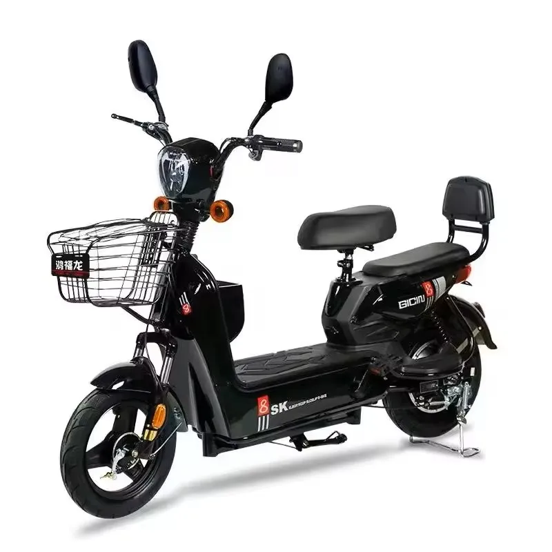 Electric Bicycle with 350W 48V Rear Hub Motor 10-Inch 3-Speed Carbon Fiber Frame 12AH Battery 48v