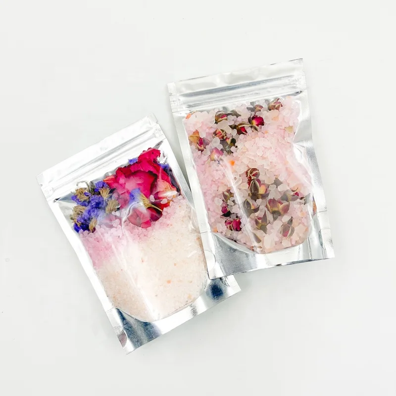 OED Private Label Luxury packaging bath soaking bathroom cleaning 100% natural himalayan salt scrub bath salts with flowers