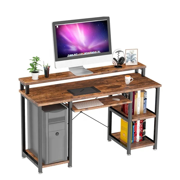 Onleap Best Selling SOHO Home Office Furniture New Design Storage Shelves Keyboard Tray Monitor Stand MDF Table Computer Desks