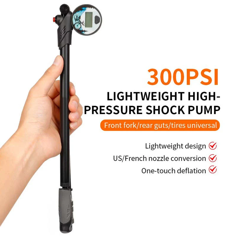 Bicycle Accessories 300PSI High Pressure Bike Air Pump Portable Cycle Inflator Floor Pump for Bike Tires