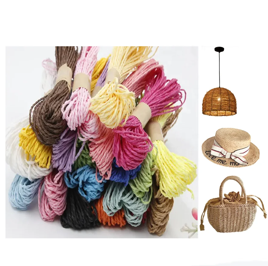 Free Samples Twisted Paper Raffia 100% Wood Pulp Two Strand 2ply Raphia Rafia Ropes Twisted Paper Raffia