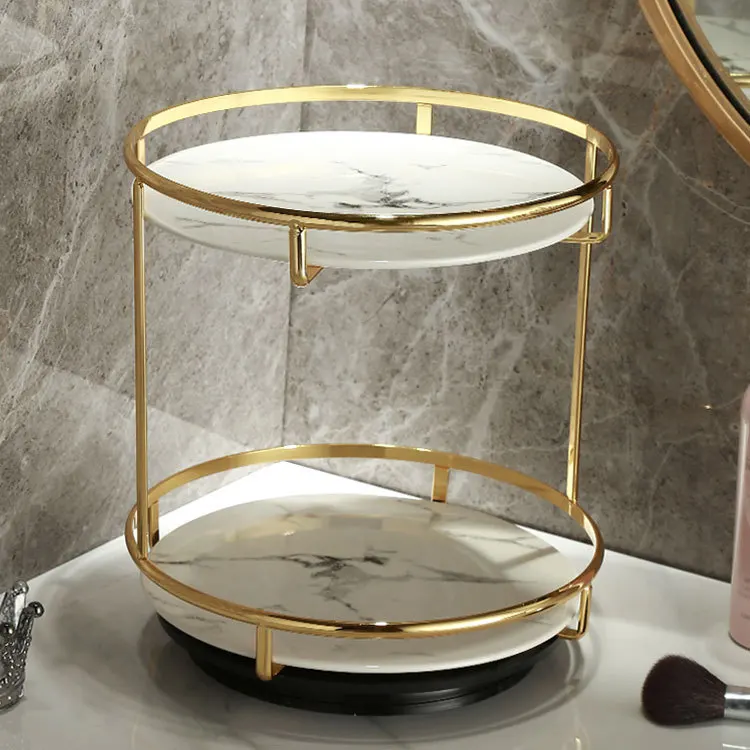 Роскошная стойка для домашних запасов, хранилище красоты в скандинавском стиле, золотые украшения для макияжа, металлический мраморный органайзер для ванной комнаты, для гостиной, ванной комнаты