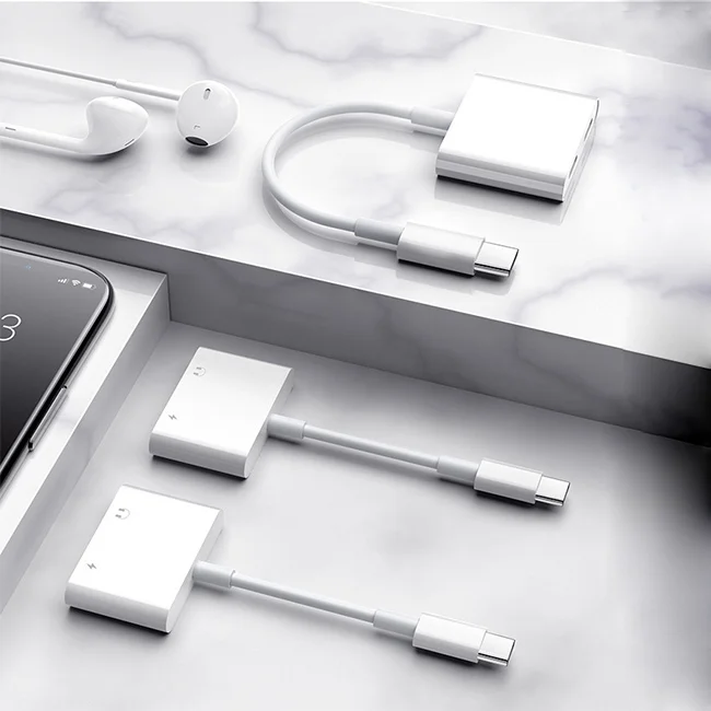 2 In 1 Type-C to 3.5mm Headphone Jack Female Audio Live Calling Fast Charging Aux Audio Cable Adapter