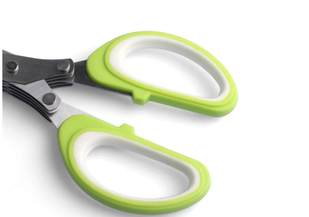 Multi-Layers KItchen Scissors Scallion Cutter Herb Laver Spices Cook Tool Cut Multifunctional 5 Layers Stainless Steel Knives