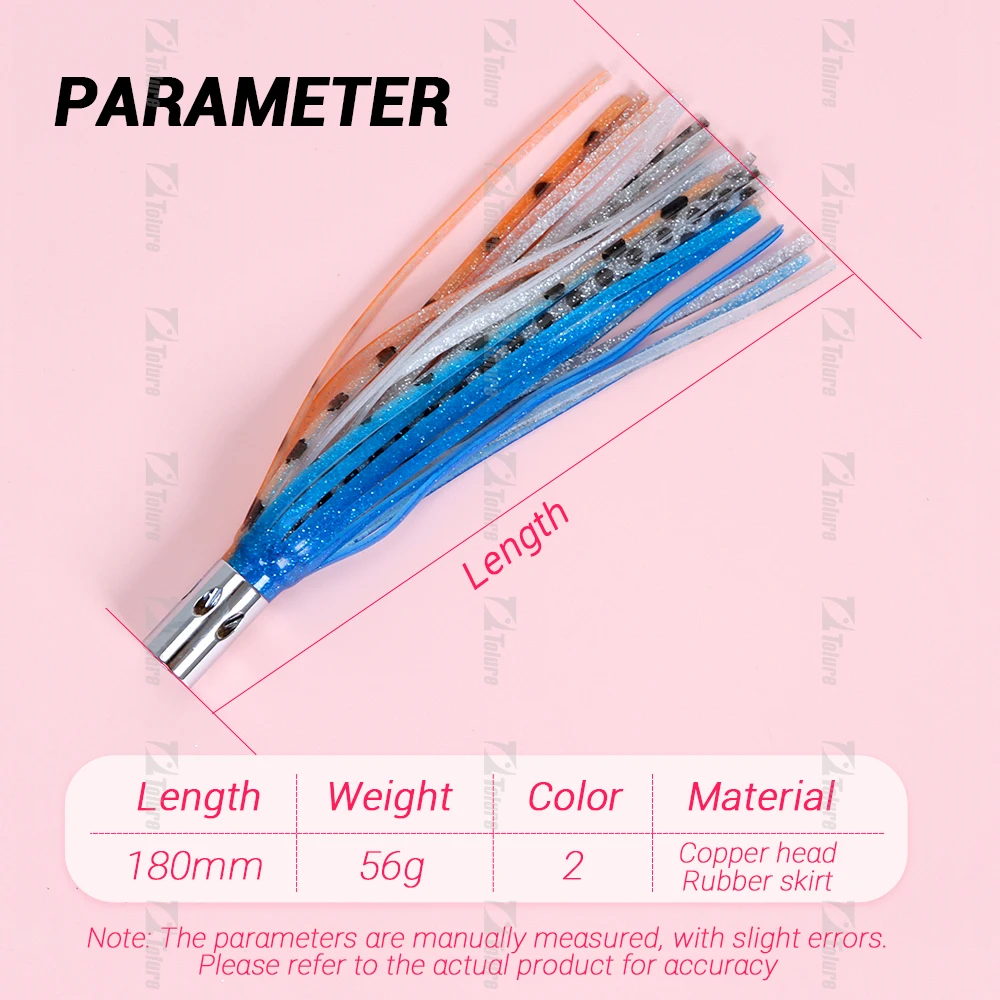 Tolure Octopus Skirts Tuna Soft Trolling Lures 56G 180MM Topwater Sea Fishing Saltwater Marlin Lure Rigged Trolling Lure