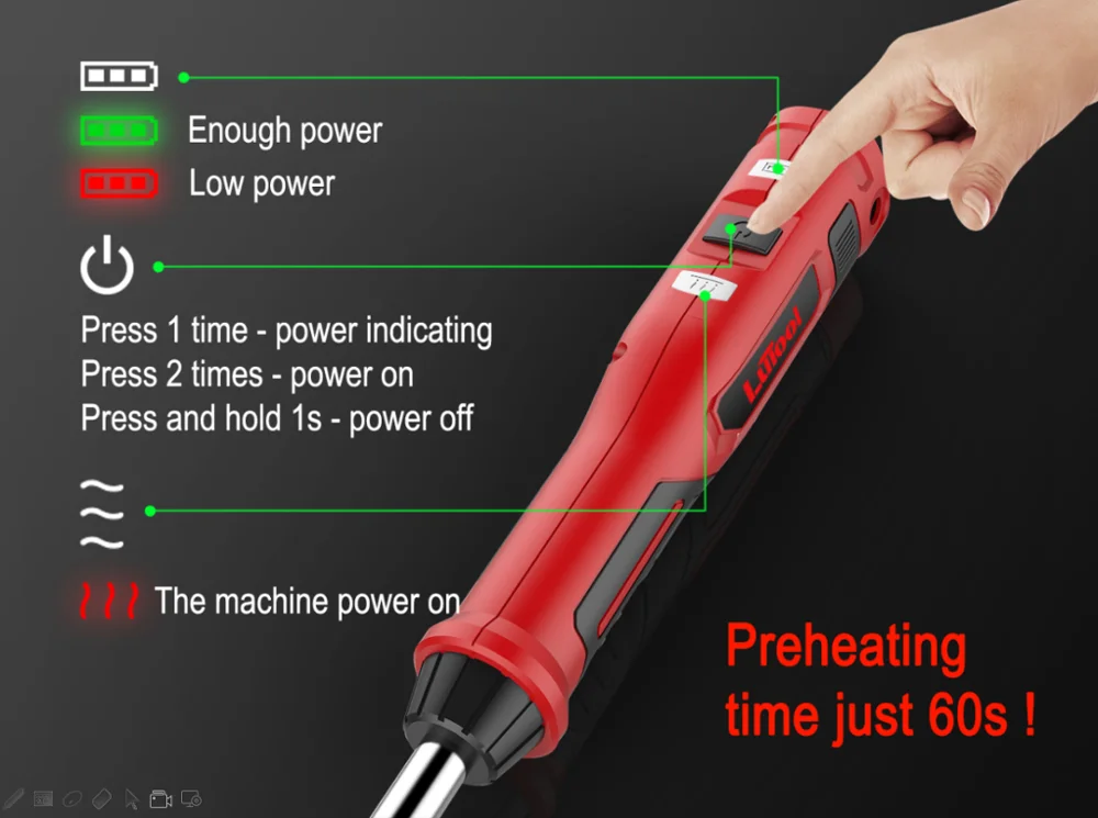  LUTOOL 8V мини портативный Электрический паяльник пистолет сварочное оборудование со светодиодным