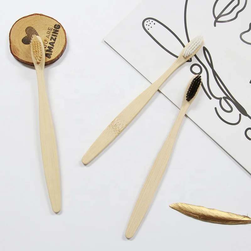 Wholesale Customized Logo Wood Bamboo Toothbrush with Soft Bristle for Home Travel Hotel Amenities Set