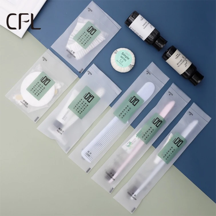 Custom logo travel amenity kit luxury comb shampoo body soap and conditioner eco-friendly hotel amenities set