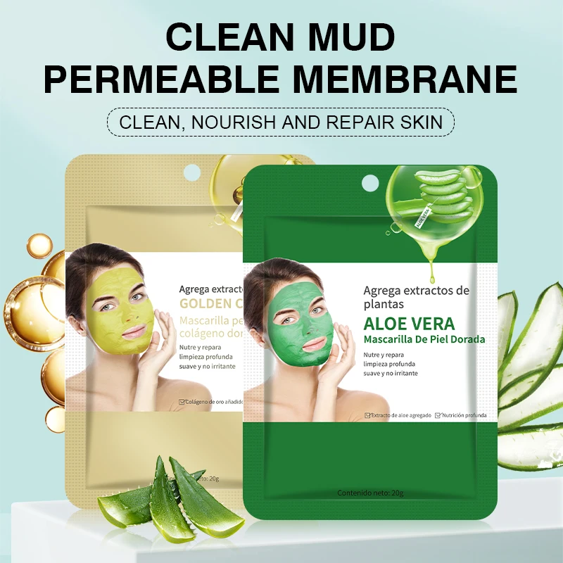 Wholesale Plant Extract Cleaning Mud Cream Mask Private Label Moisturizing Aloe Vera Golden Collagen Face Clay Mud Mask