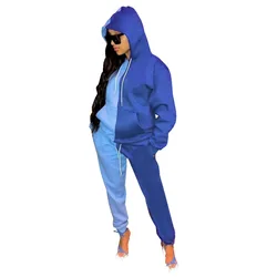 Hot sale fashion clothing women 2022 sweatshirts hoodies set women two tone tracksuit