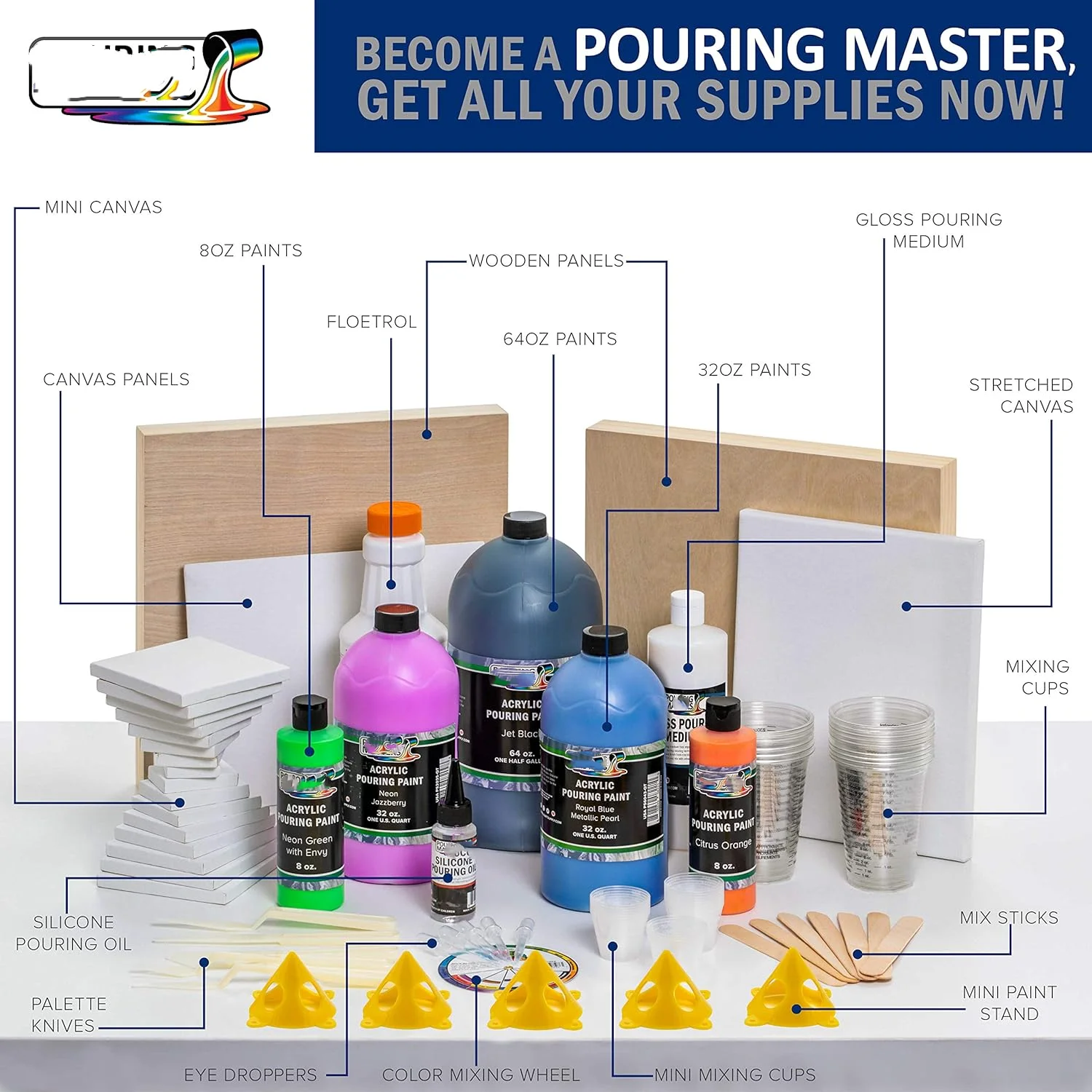 Premium 33.8Oz/1000ml Pre-Mixed Water-Based Crafts Wood Canvas Clay Rocks and more 24 Karat Gold Metallic Acrylic Paint