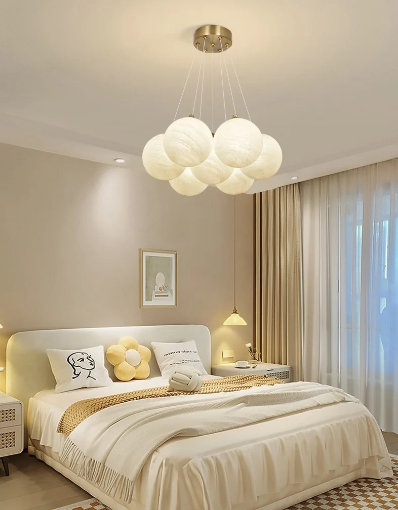 Nordic Minimalist Planet Bubble Ball Chandelier Glass Ball French Light Lamps Magic Beans Cloud Moon Hanging Ceiling Lamp