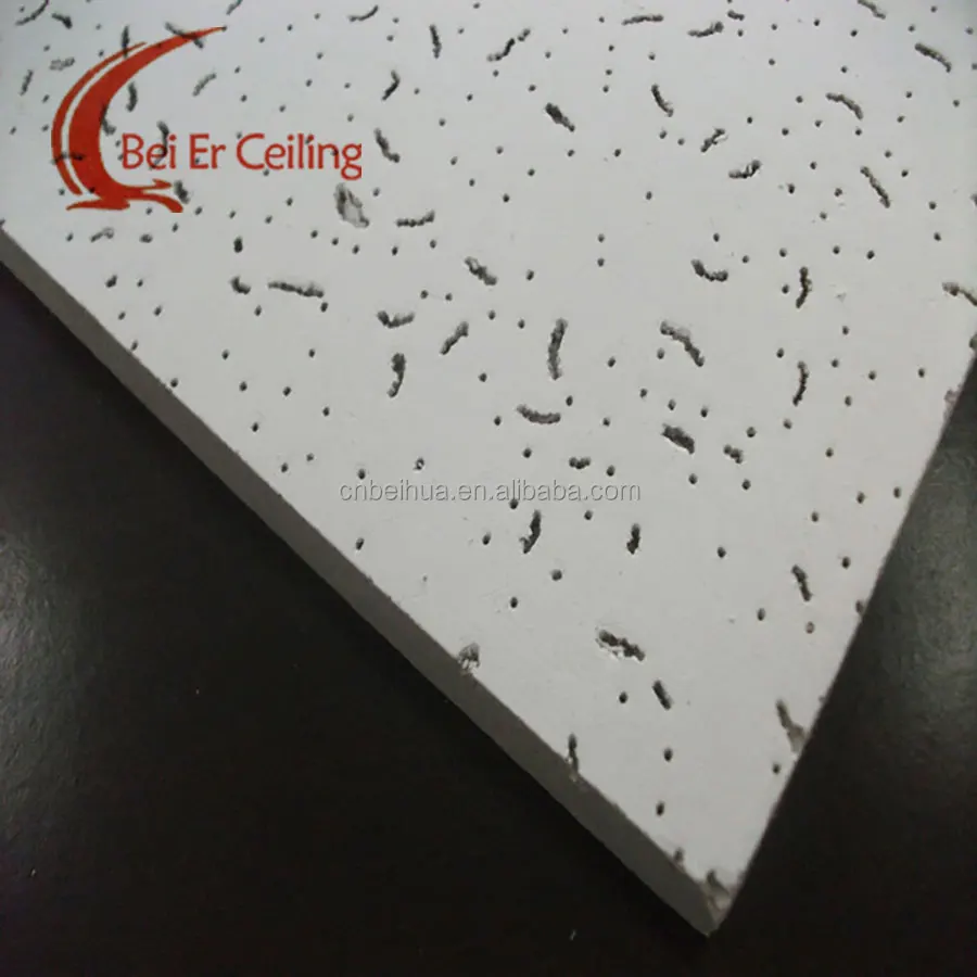 Beihua Factory Amusite Ceiling Tiles Price 14 mm Thick Tegular Edge Pin Hole Ceiling Board Mineral Fiber Panel
