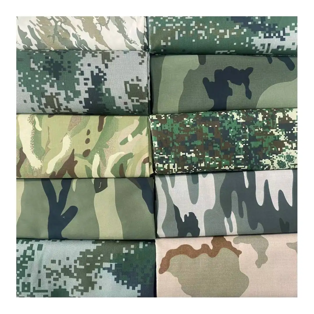 China manufacture high tear strength Middle East vat print poly cotton ribstop camouflage fabric