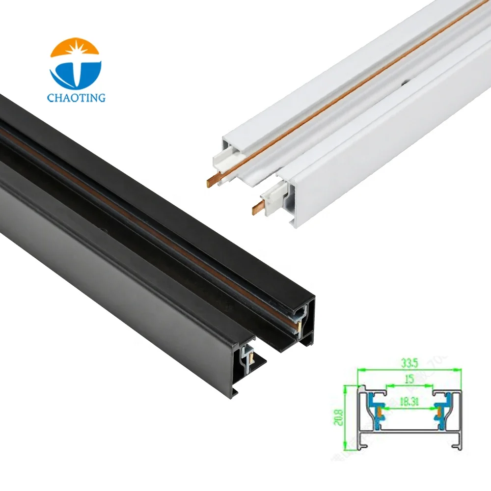 Modern Surface Hanging Ceiling Adjustable 1M/1.5M/2M/3M Thicken Aluminum Two Wires LED Track Rail  for Track Lighting System